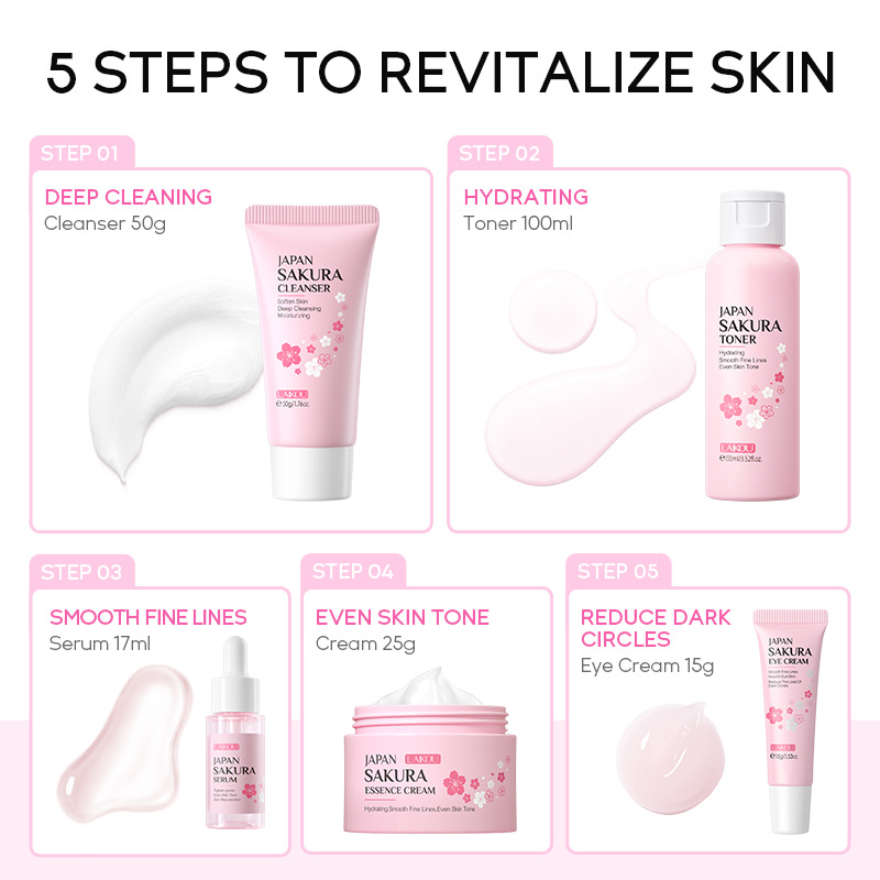 LAIKOU Sakura 5pcs Skin Care K - Korean Skincare Routine review and price