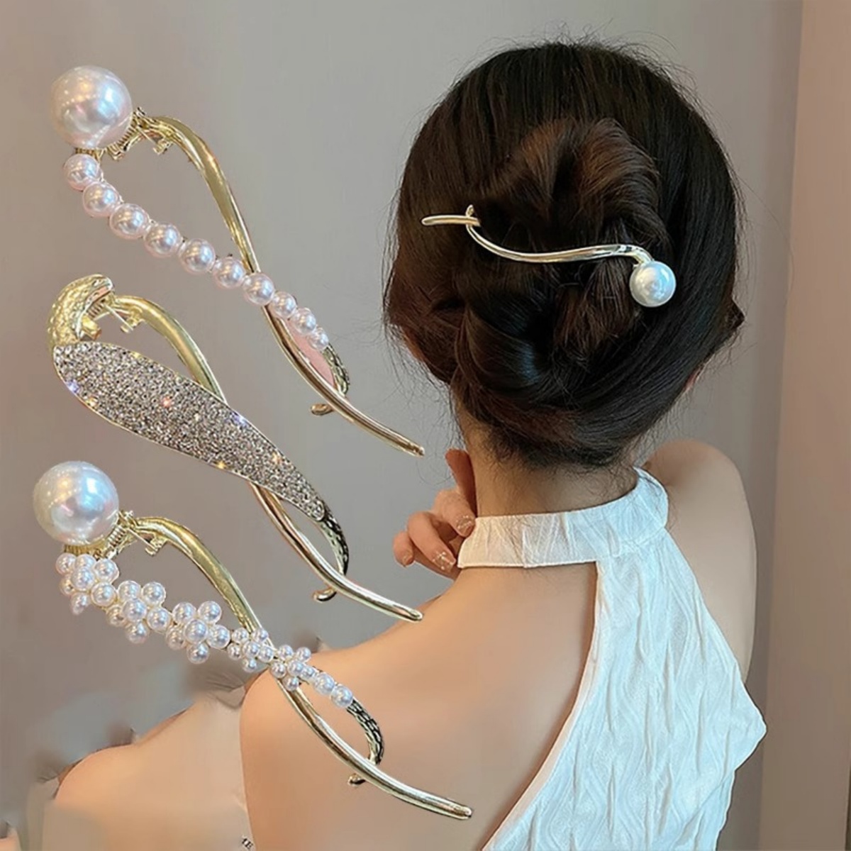 Elegant Glitter Pearl Hair Cli - Lifestyle Of Korean review and price