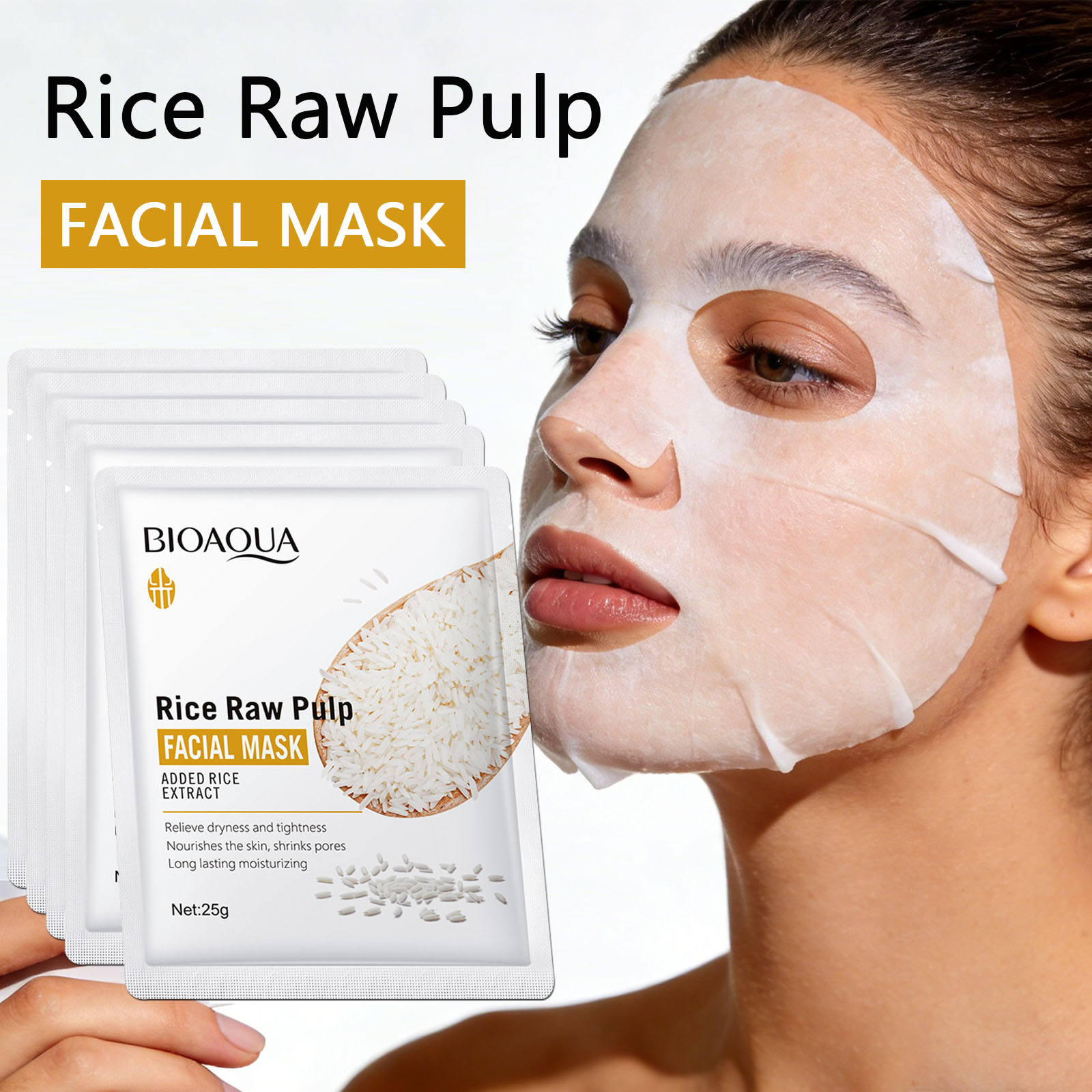 1/5/10/20pcs Rice Raw Pulp Fac - Korean Skincare Routine review and price